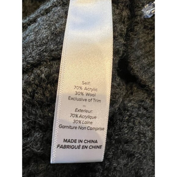 Cinq à Sept - Joelle Embellished Cable Cardigan - Charcoal/Fuchsia size XS - Picture 9 of 10